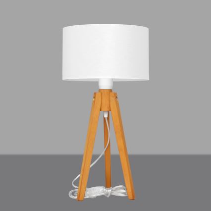 Tafellamp ALBA 1xE27/15W/230V wit/eiken