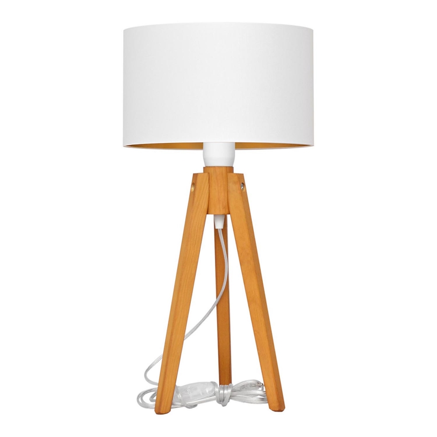 Tafellamp ALBA 1xE27/15W/230V wit/goud/eiken