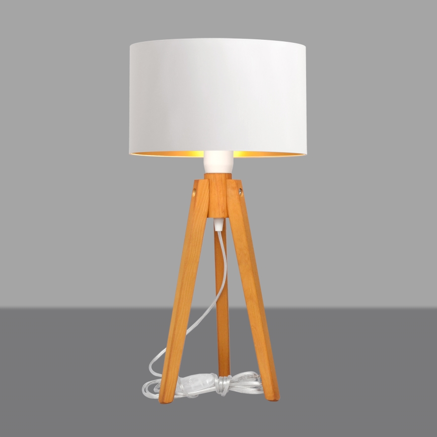 Tafellamp ALBA 1xE27/15W/230V wit/goud/eiken