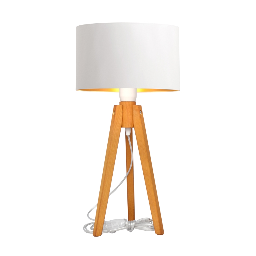 Tafellamp ALBA 1xE27/15W/230V wit/goud/eiken