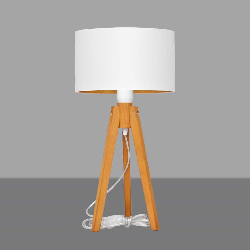 Tafellamp ALBA 1xE27/15W/230V wit/goud/eiken