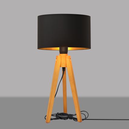 Tafellamp ALBA 1xE27/15W/230V zwart/goud/eiken