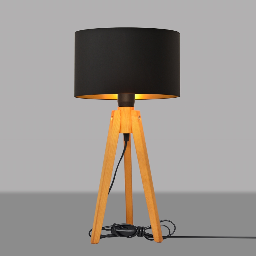 Tafellamp ALBA 1xE27/15W/230V zwart/goud/eiken