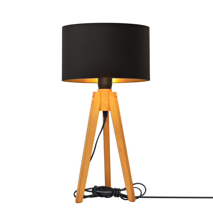 Tafellamp ALBA 1xE27/15W/230V zwart/goud/eiken