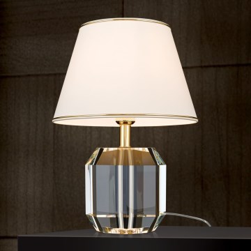 Tafellamp ALEXIS 1xE27/60W/230V crème/goud/doorzichtig