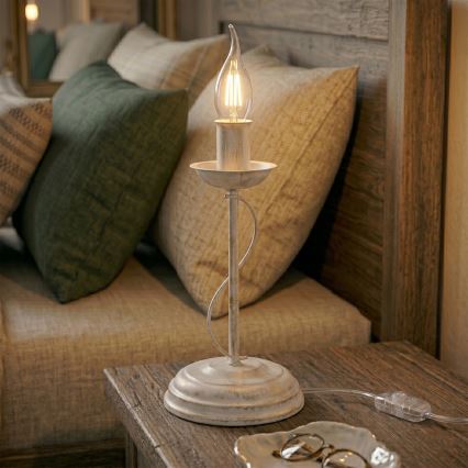 Tafellamp ANTON 1xE14/60W/230V witte patina