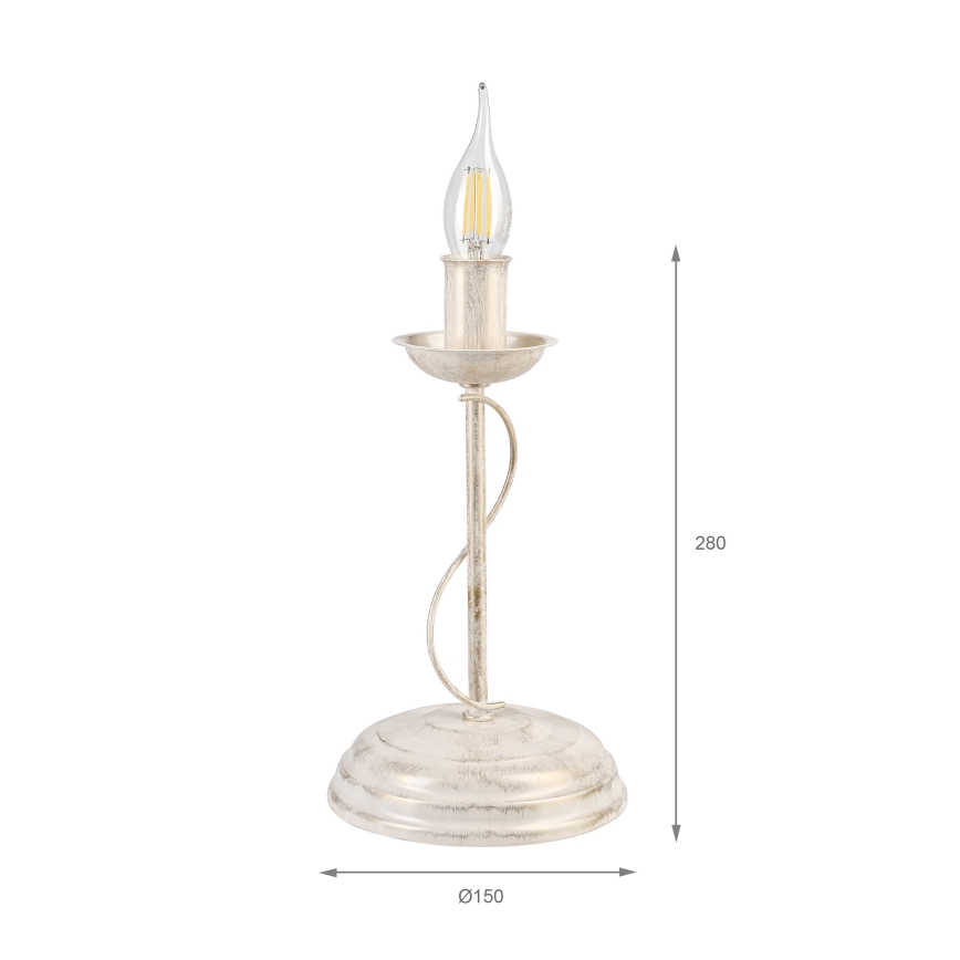 Tafellamp ANTON 1xE14/60W/230V witte patina