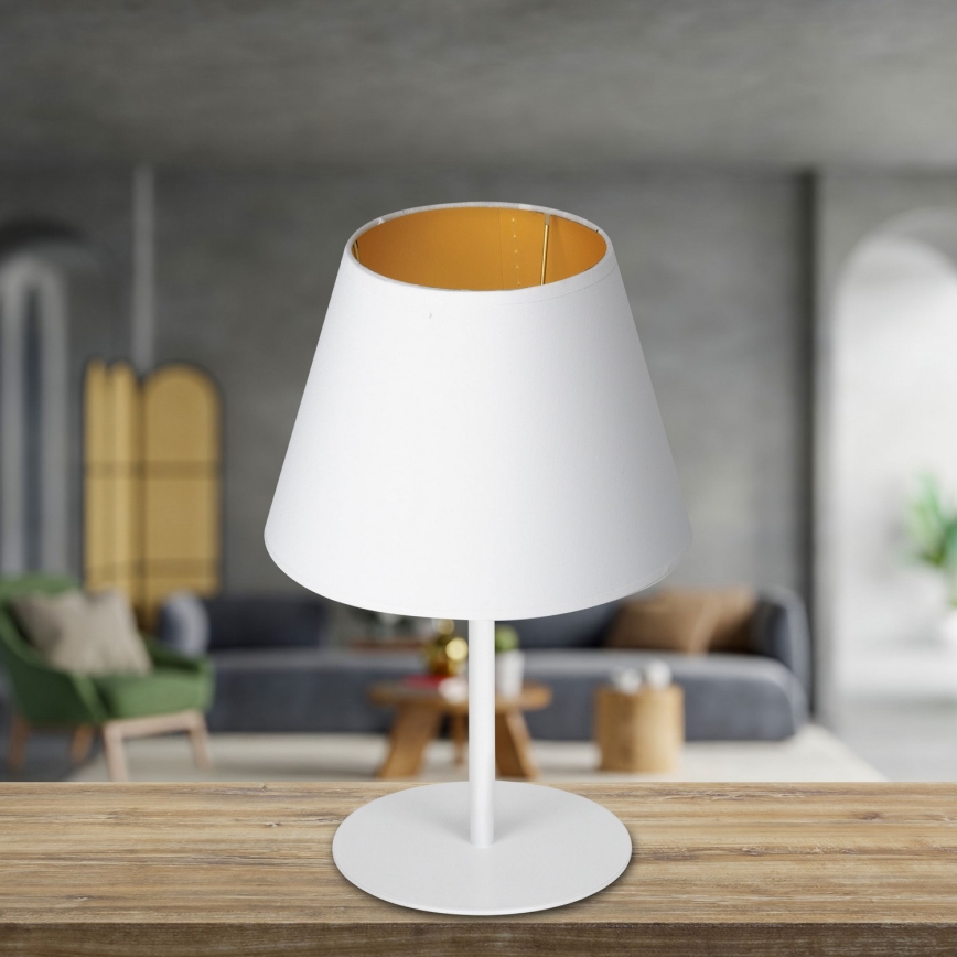 Tafellamp ARDEN 1xE27/60W/230V Ø 20 cm wit/goud