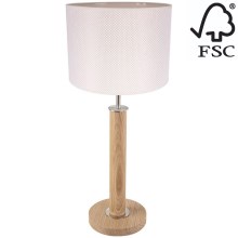 Tafellamp BENITA 1xE27/60W/230V 61 cm crème/eiken – FSC gecertificeerd