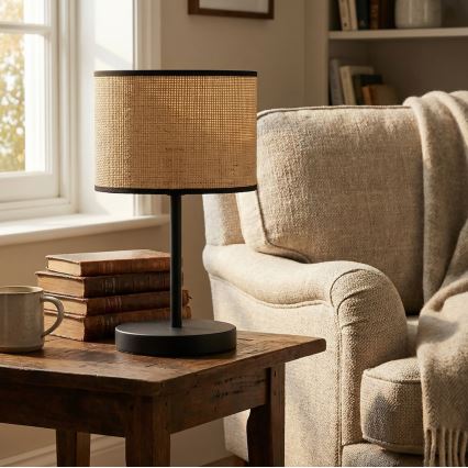 Tafellamp ECO 1xE27/15W/230V beige/rotan