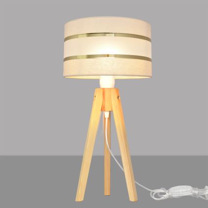Tafellamp HELEN 1xE27/15W/230V crème/goud/grenen