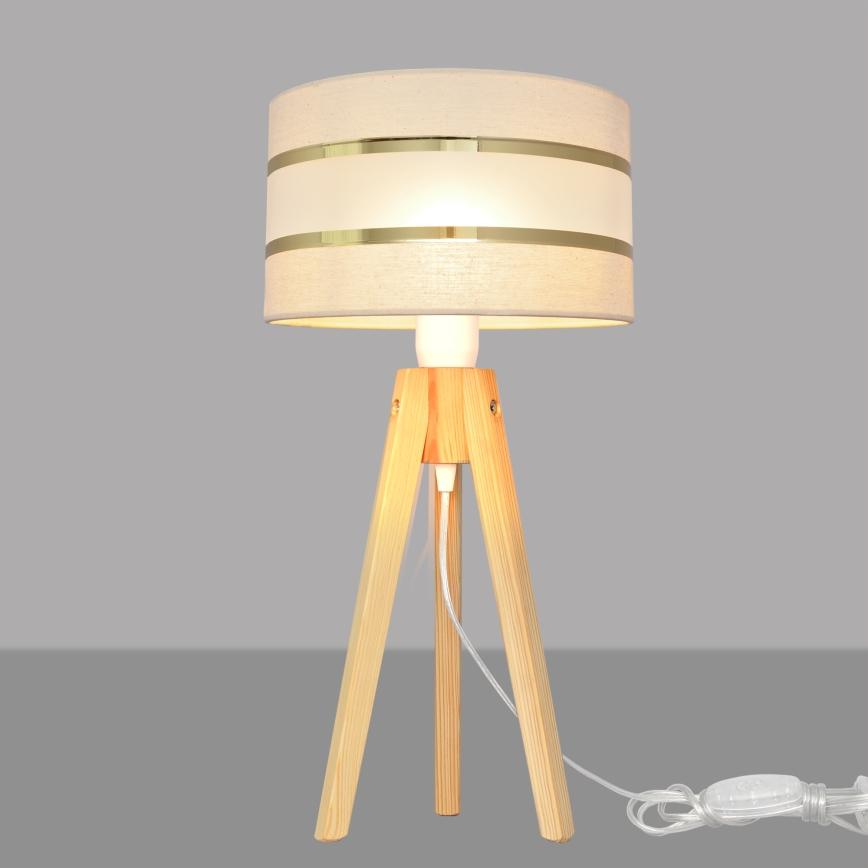 Tafellamp HELEN 1xE27/15W/230V crème/goud/grenen