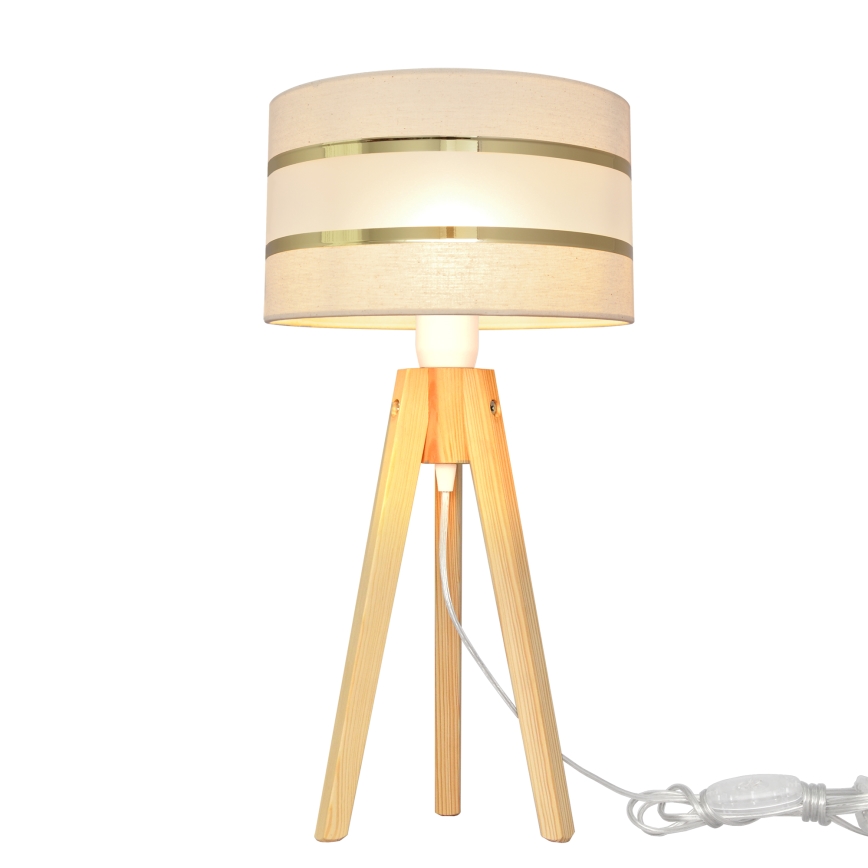 Tafellamp HELEN 1xE27/15W/230V crème/goud/grenen
