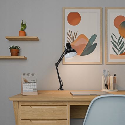 Tafellamp met klem 1xE27/60W/230V zwart