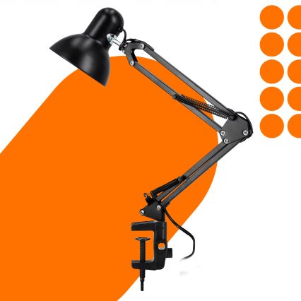 Tafellamp met klem 1xE27/60W/230V zwart