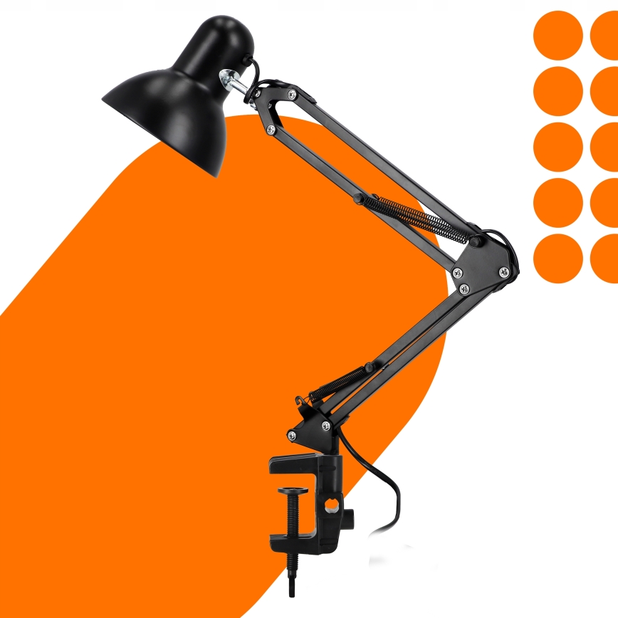 Tafellamp met klem 1xE27/60W/230V zwart