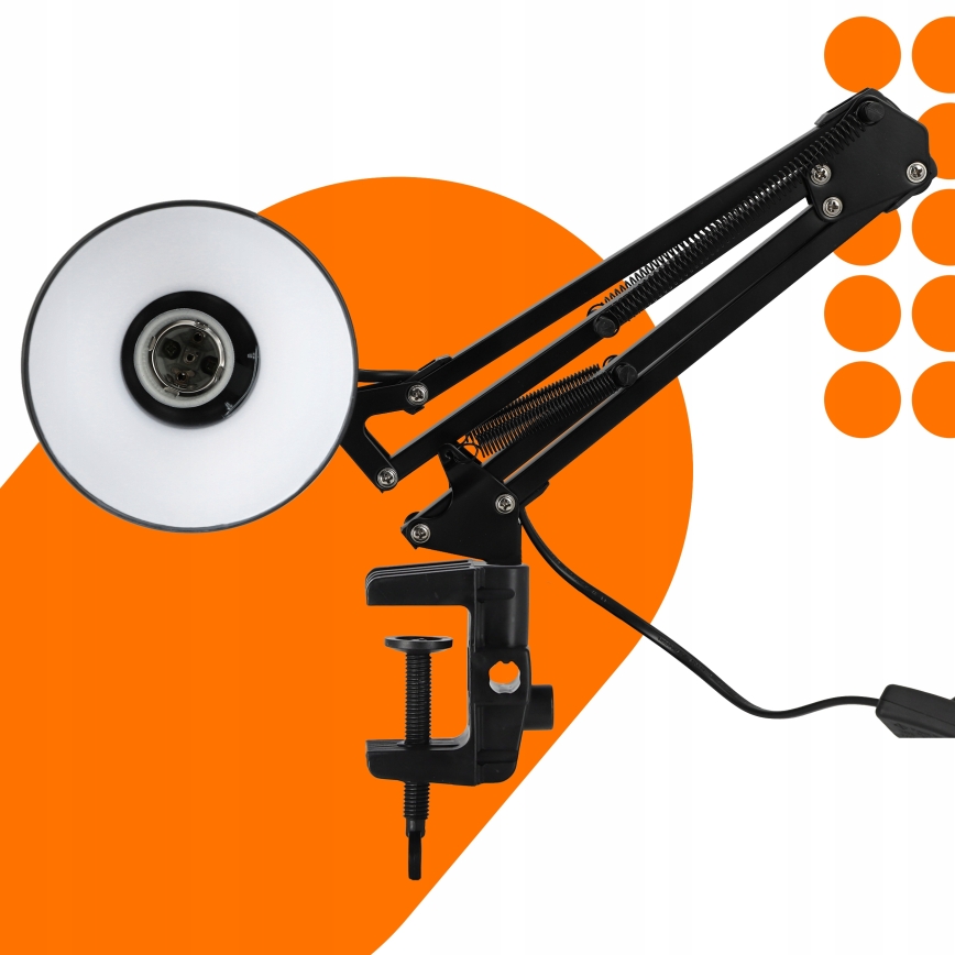 Tafellamp met klem 1xE27/60W/230V zwart