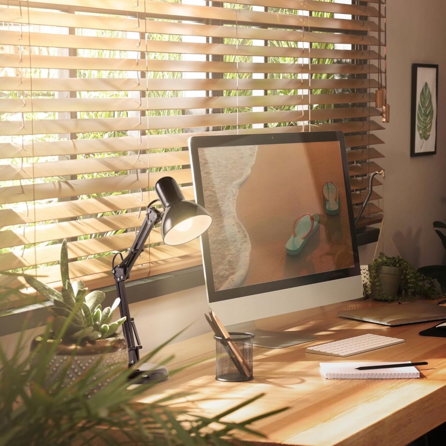 Tafellamp met klem 2-in-1 1xE27/60W/230V zwart