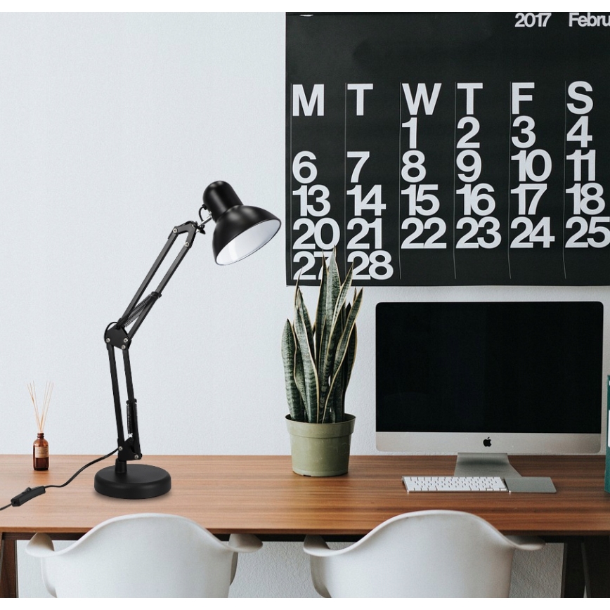 Tafellamp met klem 2-in-1 1xE27/60W/230V zwart