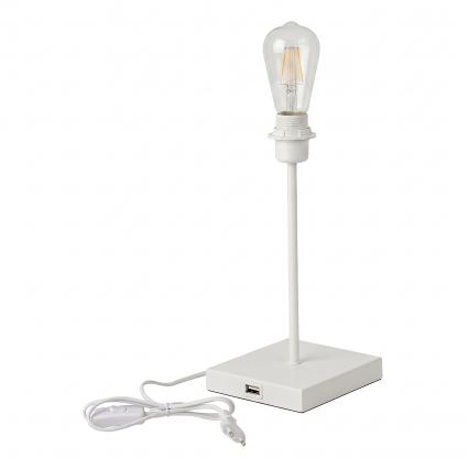 Tafellamp met USB-poort, 1x E27/15W/230V, wit