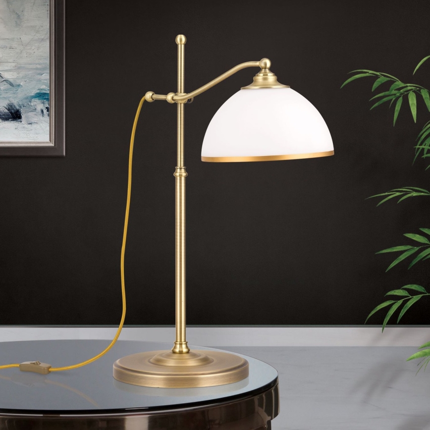Tafellamp OLD LAMP 1xE27/40W/230V 65 cm wit/messing