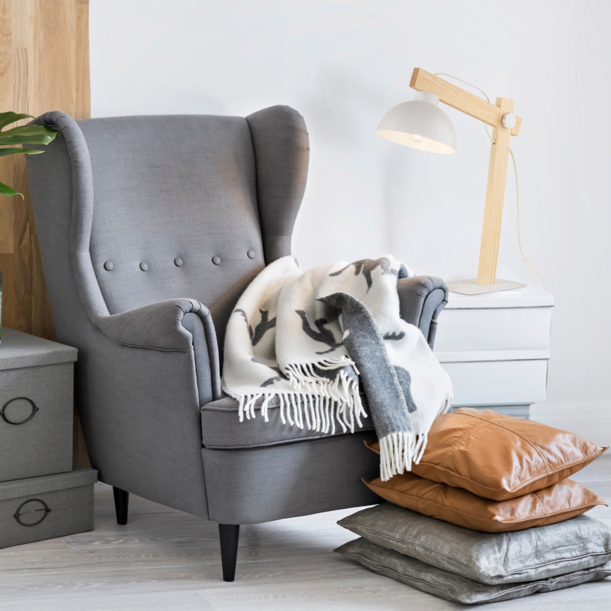 Tafellamp OSLO 1xE27/15W/230V grenen/wit