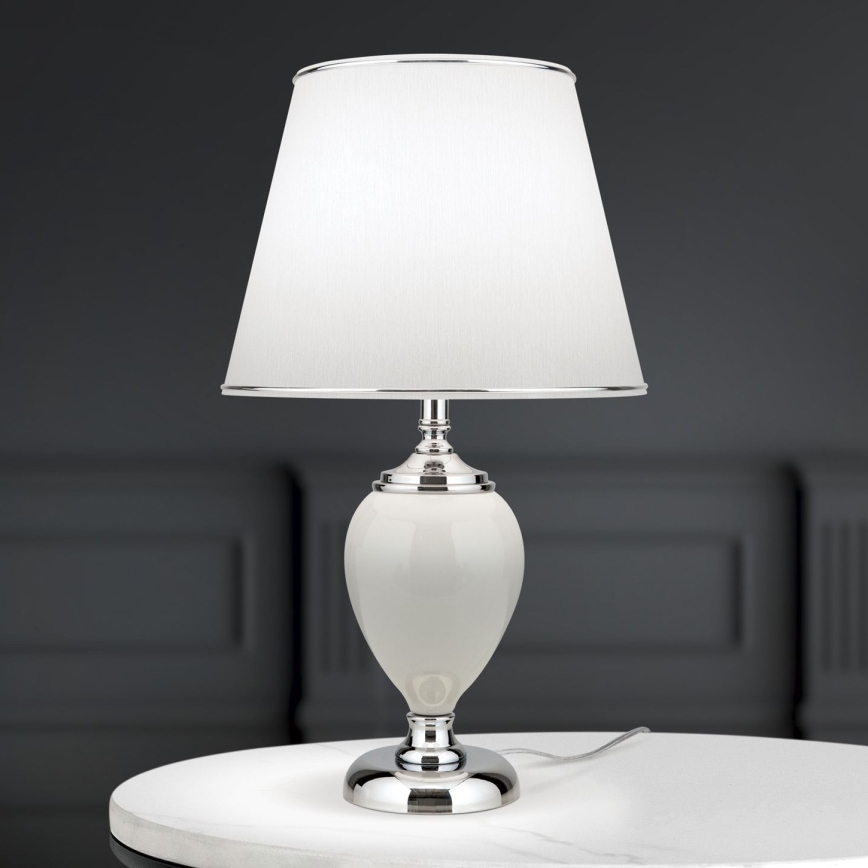 Tafellamp OVUM 1xE27/40W/230V 48 cm keramiek wit/glanzend chroom