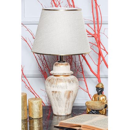 Tafellamp RAMZES 1xE27/40W/230V crème/goud