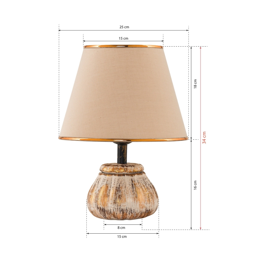 Tafellamp RAMZES 1xE27/40W/230V crème/goud