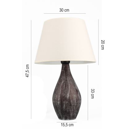 Tafellamp RAMZES 1xE27/40W/230V wit/bruin