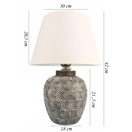 Tafellamp RAMZES 1xE27/40W/230V wit/grijs