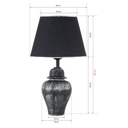 Tafellamp RAMZES 1xE27/40W/230V zwart/zilver