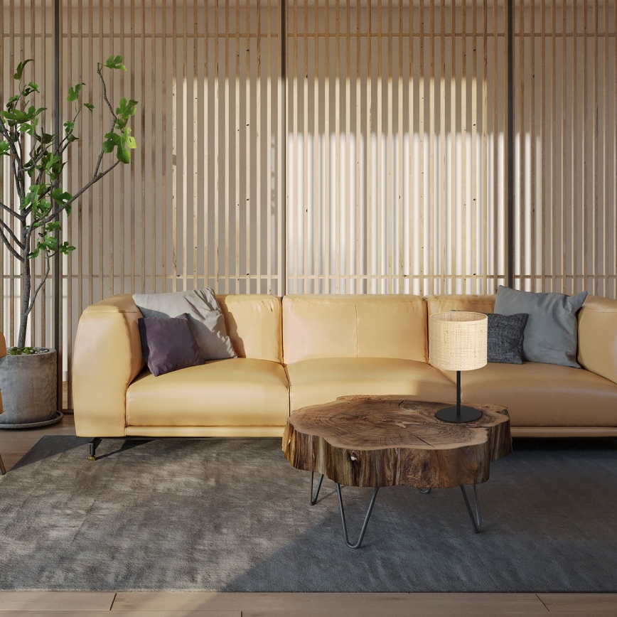 Tafellamp RATTAN 1xE27/60W/230V Ø 18 cm rotan