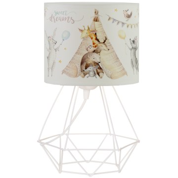 Tafellamp voor kinderkamer KIDS ROOM 1xE27/60W/230V Ø 18 cm met schattige diertjes