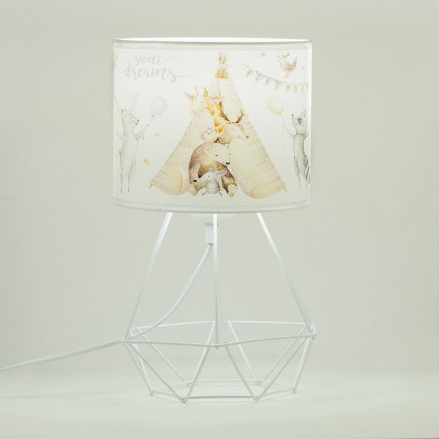 Tafellamp voor kinderkamer KIDS ROOM 1xE27/60W/230V Ø 18 cm met schattige diertjes