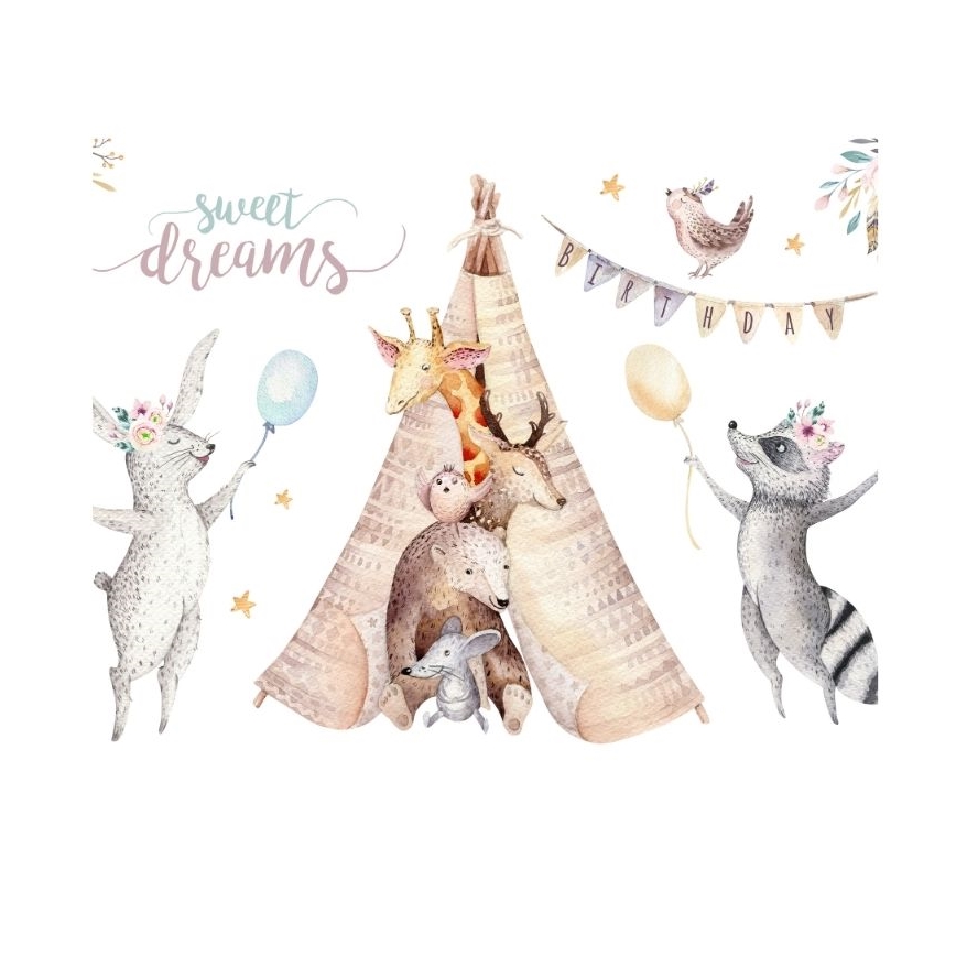 Tafellamp voor kinderkamer KIDS ROOM 1xE27/60W/230V Ø 18 cm met schattige diertjes