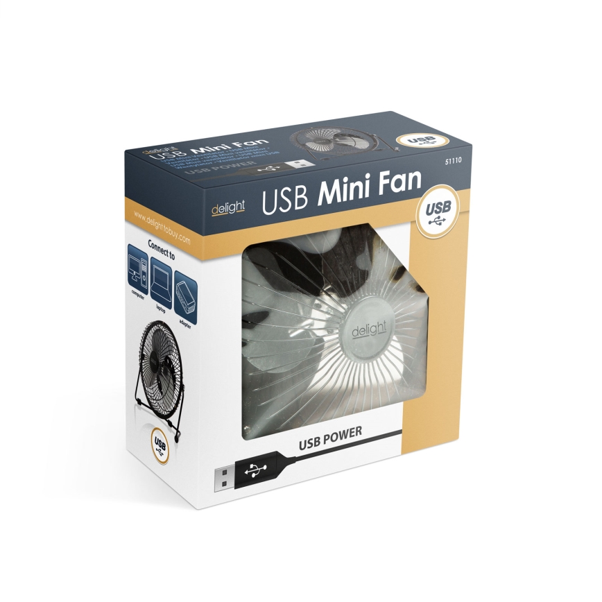 Tafelventilator 1,75 W/5 V USB, Ø 18 cm, zwart