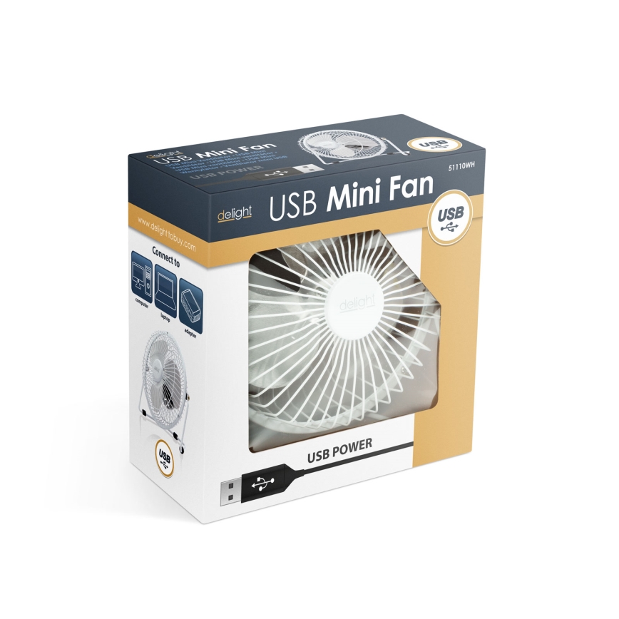 Tafelventilator 1,75W/5V USB Ø 18 cm wit