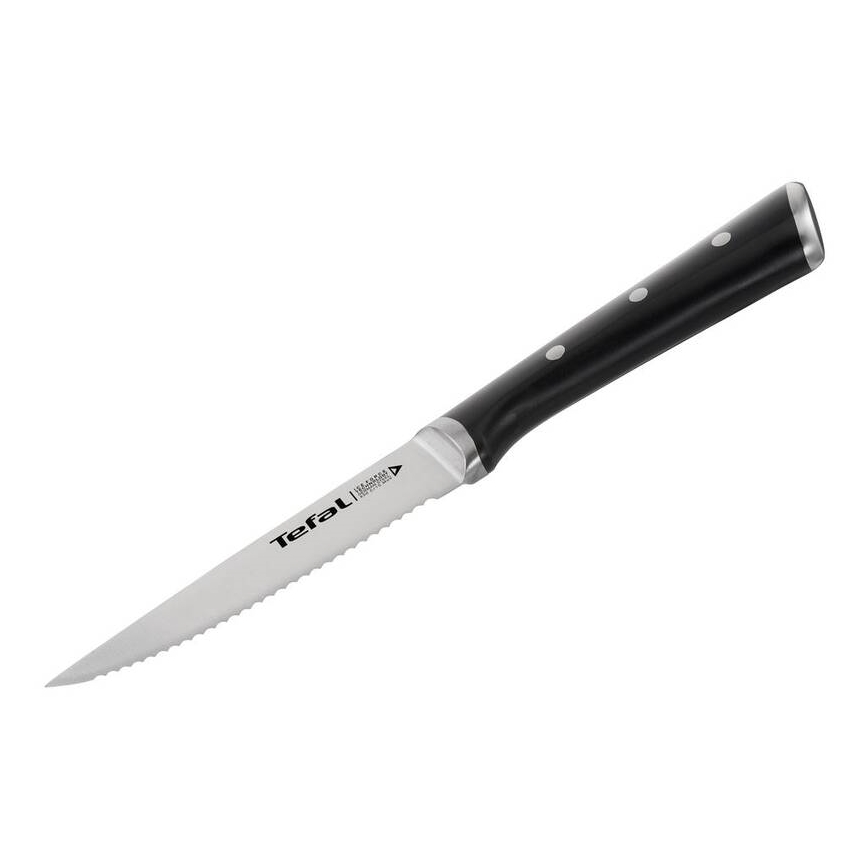 Tefal - Set van 4 roestvrijstalen steakmessen ICE FORCE 11 cm, glanzend chroom/zwart