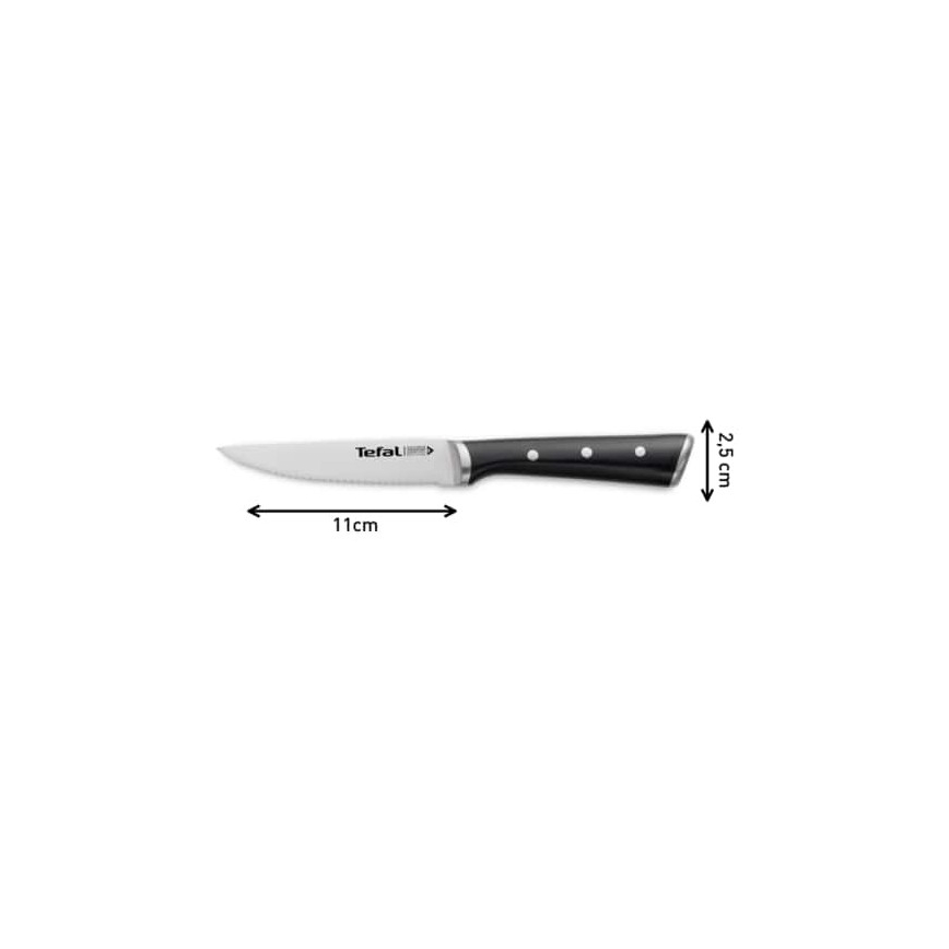 Tefal - Set van 4 roestvrijstalen steakmessen ICE FORCE 11 cm, glanzend chroom/zwart