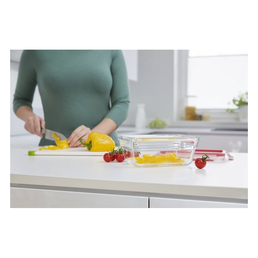 Tefal - Bewaarcontainer 0,85 l MSEAL GLASS rood/glas