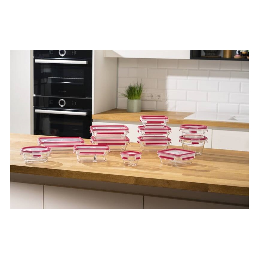Tefal - Bewaarcontainer 0,85 l MSEAL GLASS rood/glas