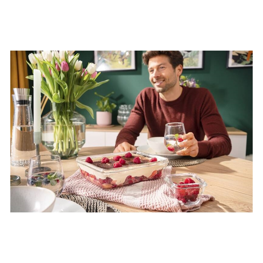 Tefal - Bewaarcontainer voor levensmiddelen 3 l MSEAL GLASS rood/glas