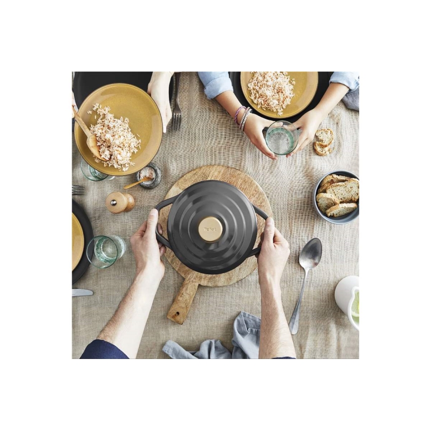 Tefal - Braadpan met een deksel AIR 20 cm antraciet