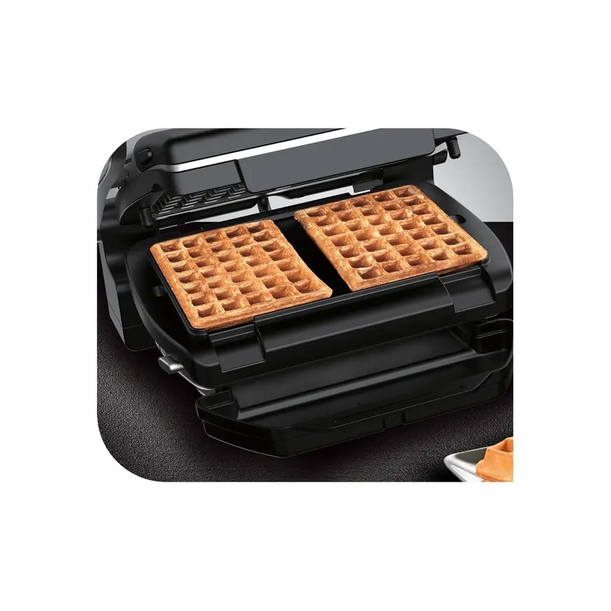 Tefal - Contactgrill OPTIGRILL+ INOX WAFFLES 2000W/230V zwart/chroom