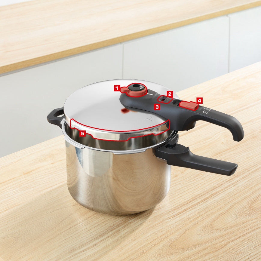 Tefal - Drukpan 6 l SECURE TRENDY + 5-delige set INGENIO EMOTION