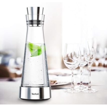 Tefal - Glazen koelkaraf FLOW SLIM 1 l roestvrij/glas