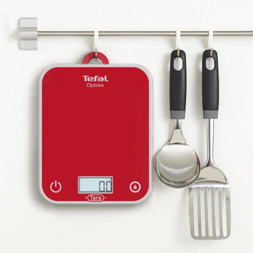 Tefal - Keukenweegschaal OPTISS 2xAAA rood