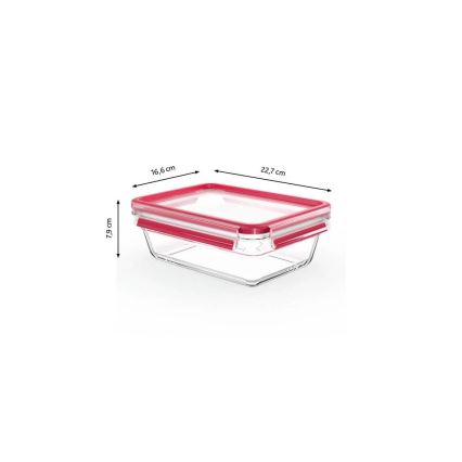 Tefal - MSEAL GLASS bewaarcontainer 1,3 l, rood/glas