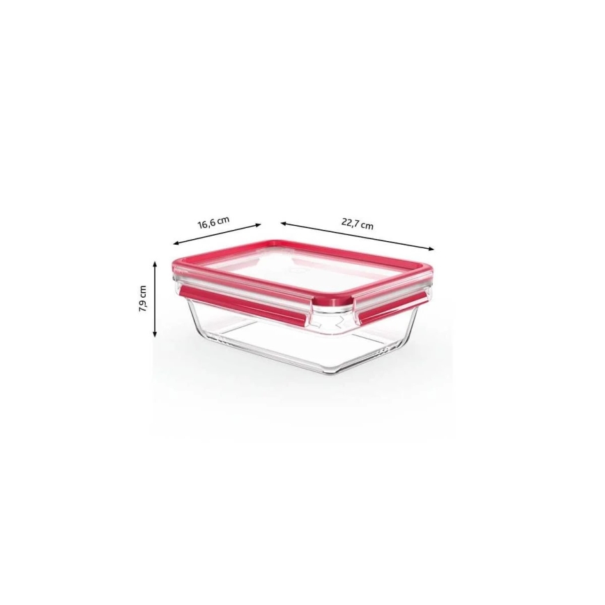 Tefal - MSEAL GLASS bewaarcontainer 1,3 l, rood/glas